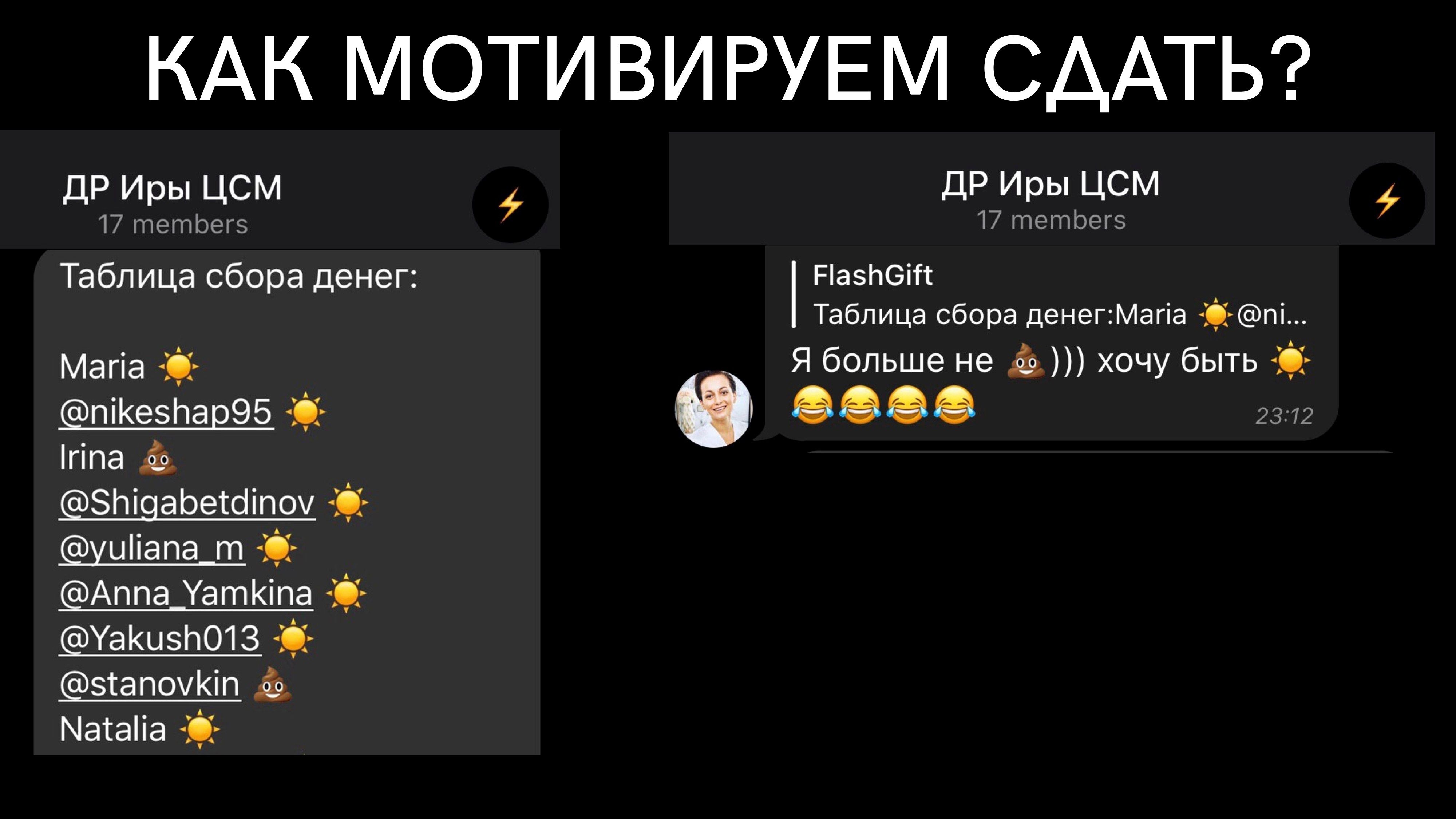 vc.ru / Общественное давление ускоряет сбор денег: люди сдают, потому что неприятно быть какашкой четыре раза подряд, а портить свою репутацию среди коллег не хочется